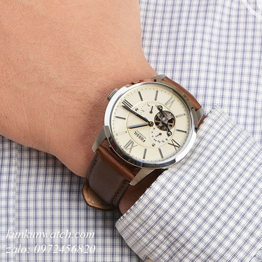 Đồng Hồ Nam Fossil ME3064 Automatic Lộ Cơ Mốc 7 Giờ Dây Da 44mm KUNKUN ...