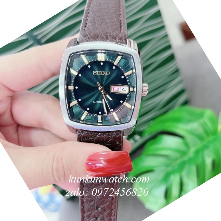 Đồng Hồ Nam Seiko Recraft Automatic Nâu Mặt Xanh 37 x 39mm KUNKUN WATCH