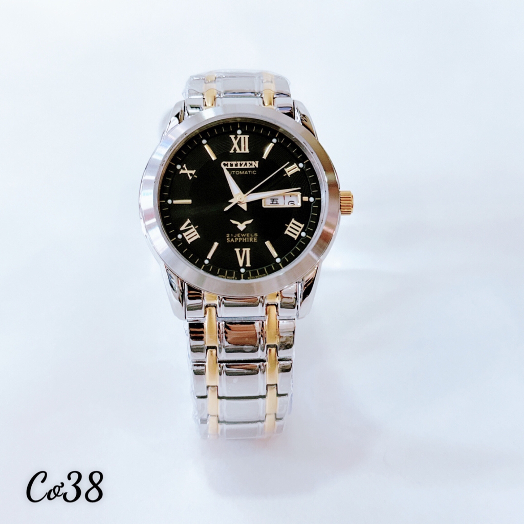 Đồng Hồ Nam Citizen Automatic 21Jewels Lịch Demi Mặt Đen 38mm