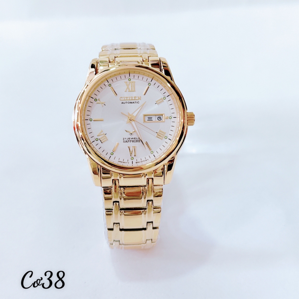 Đồng Hồ Nam Citizen Automatic 21Jewels Lịch Gold Mặt Trắng 38mm