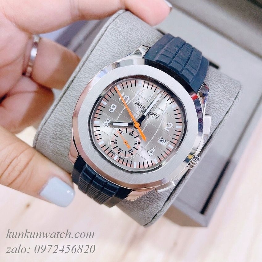 Đồng Hồ Nam Patek Philippe Automatic Mặt Số Phụ Chạy Giây Dây Cao Su  Đen 40mm