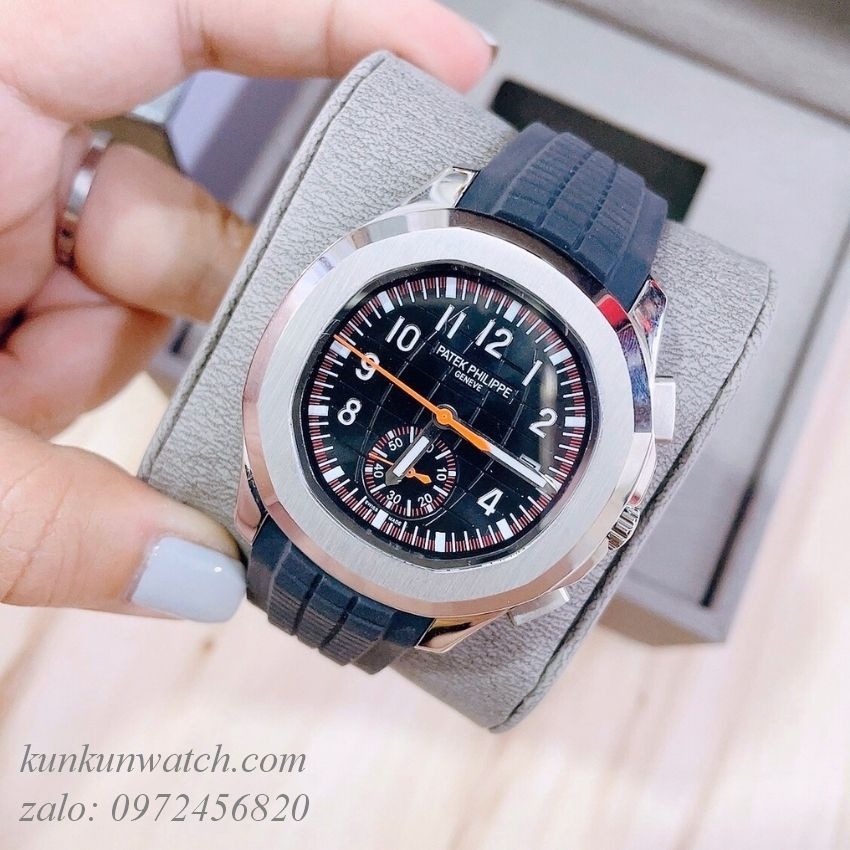 Đồng Hồ Nam Patek Philippe Automatic Mặt Số Phụ Chạy Giây Dây Cao Su  Đen Mặt Đen 40mm