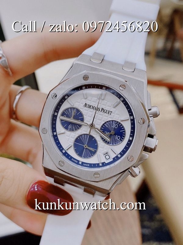 Đồng Hồ Nữ Audemars Piguet Royal Oak Offshore - Dây Cao Su Trắng - Quartz -  37mm KUNKUN WATCH