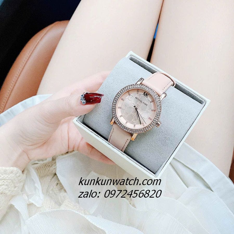 Đồng Hồ Nữ Michael Kors Corey MK2987 Đính Đá Rose Gold Dây Da 36mm ...