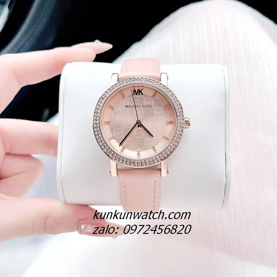 Đồng Hồ Nữ Michael Kors Corey MK2987 Đính Đá Rose Gold Dây Da 36mm ...