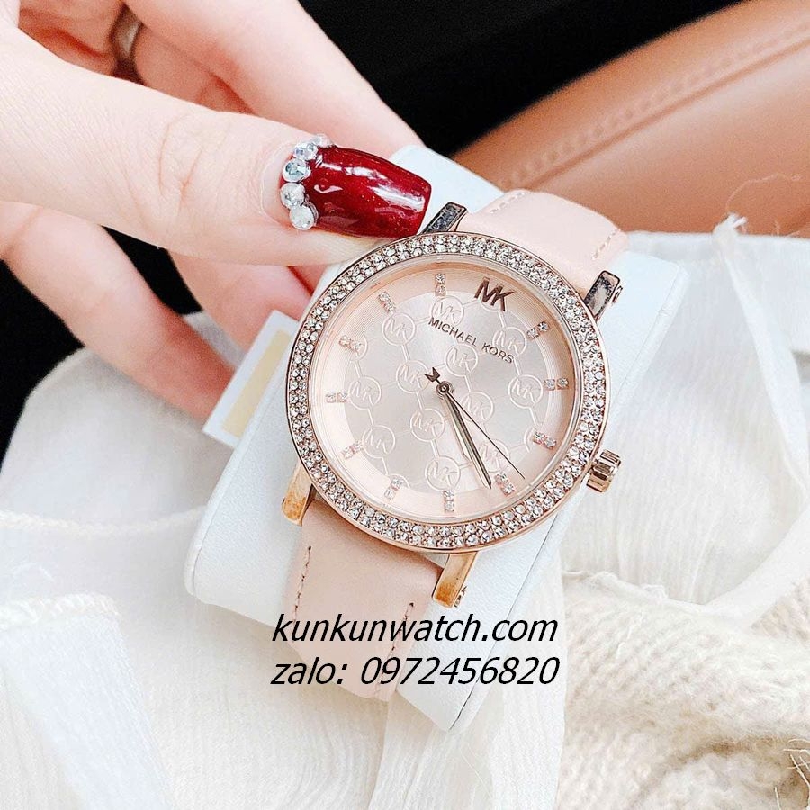 Đồng Hồ Nữ Michael Kors Corey MK2987 Đính Đá Rose Gold Dây Da 36mm ...