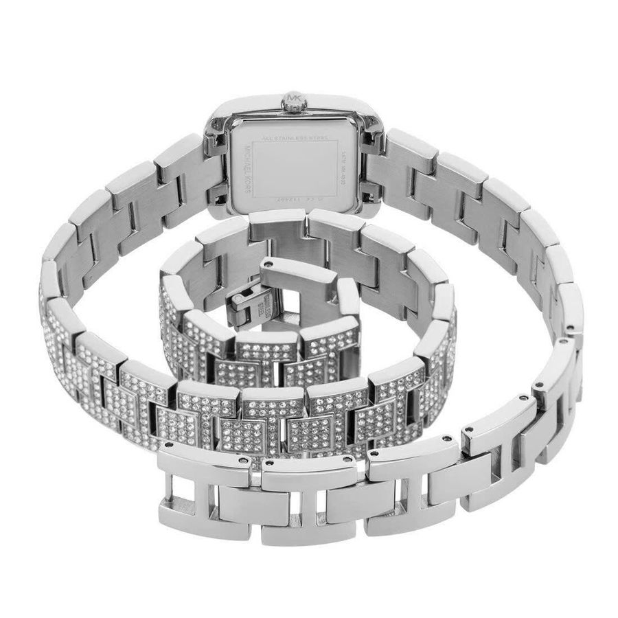 Đồng Hồ Nữ Michael Kors Emery MK4836 Đính Full Đá Silver Mặt Vuông 22mm ...