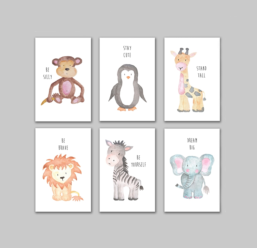 Bộ tranh Animal watercolor 6 pic 20x30cm Soyn Bộ tranh Animal watercolor 6 pic 20x30cm Soyn