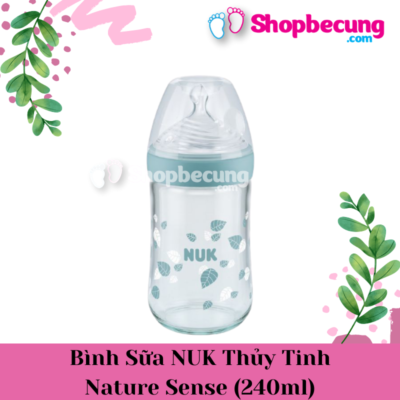 Bình sữa nuk thủy tinh nature sense núm ti silicone s1
