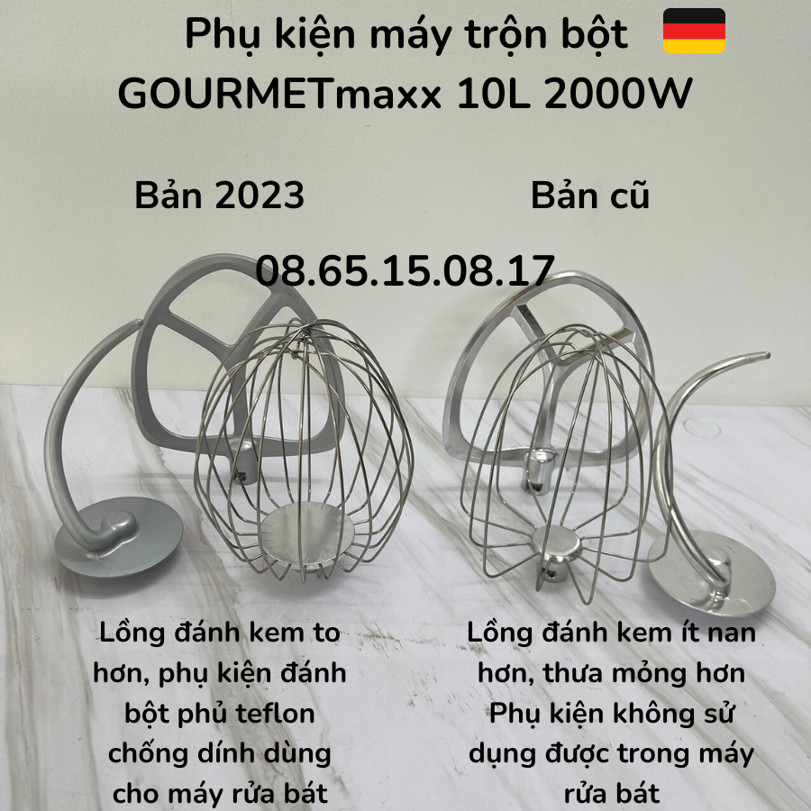 Máy nhào bột công nghiệp GOURMETMAXX 10L 2000W - Bản quốc tế