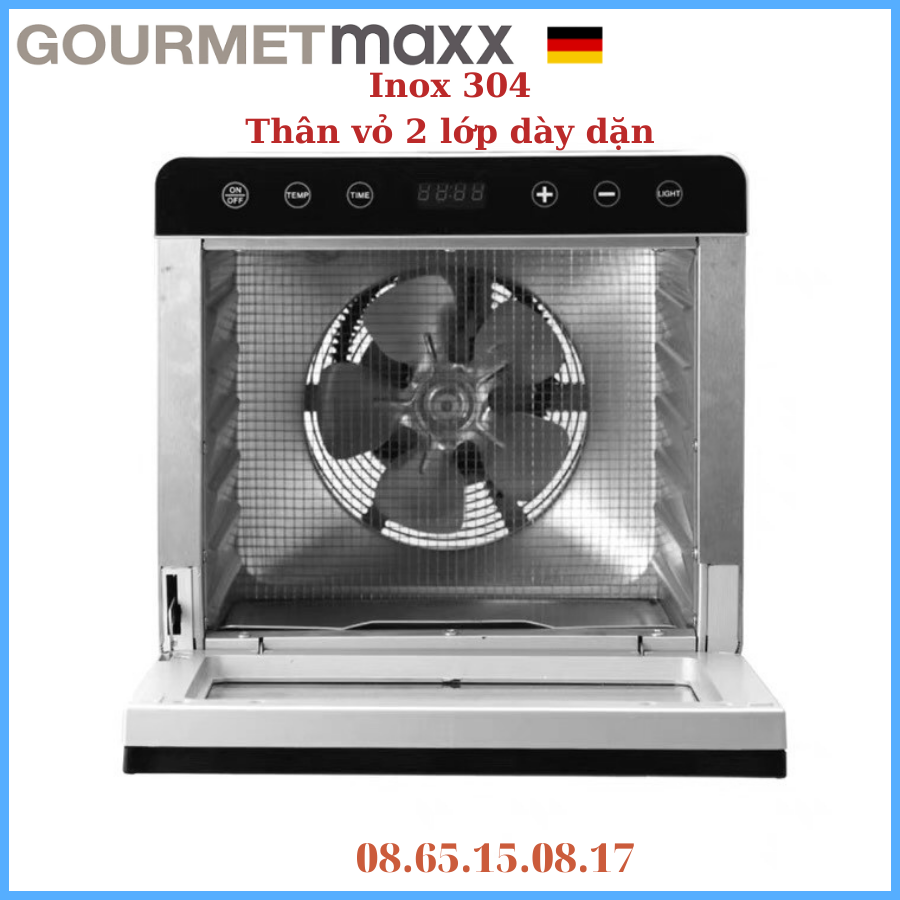 Máy sấy thực phẩm GOURMETMAXX 8 khay - Đèn UV diệt khuẩn, máy sấy bát