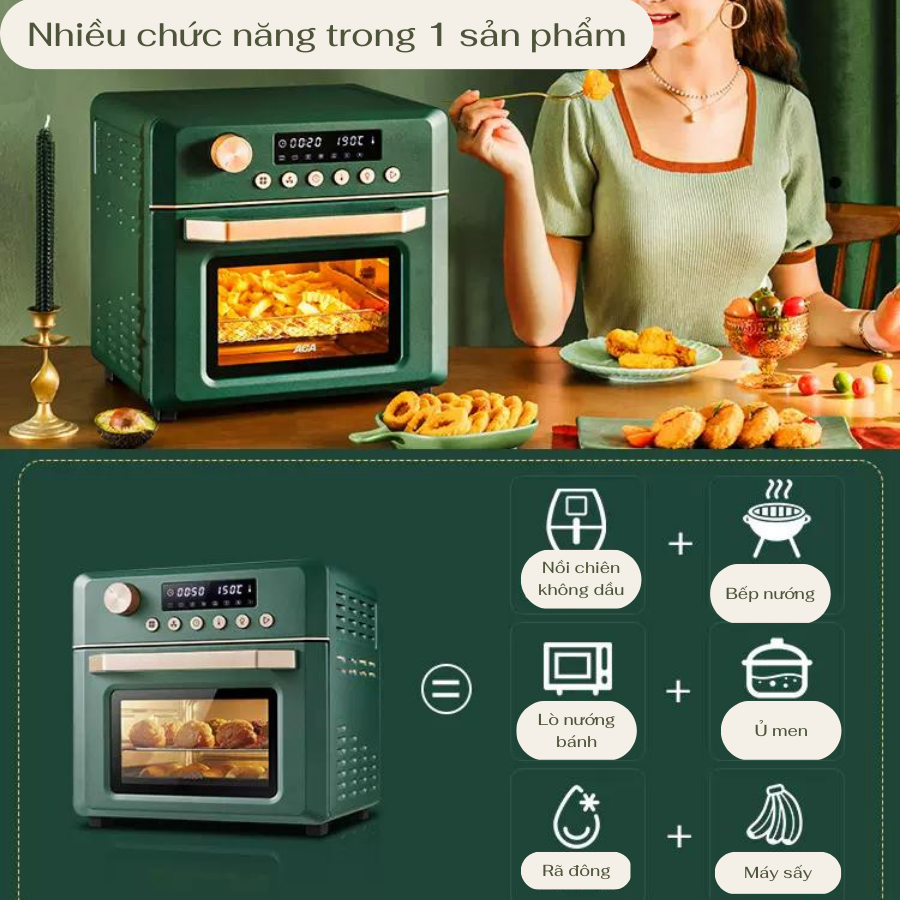 Lò nướng kết hợp nồi chiên không dầu 18L ACA