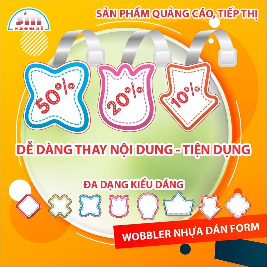 Wobbler nhựa WB-N01 / WB-N02 / WB-N03 / WB-N04 / WB-N05 / WB-N06 / WB-N07 / WB-N08 8cm dán formex 2mm (2,10)