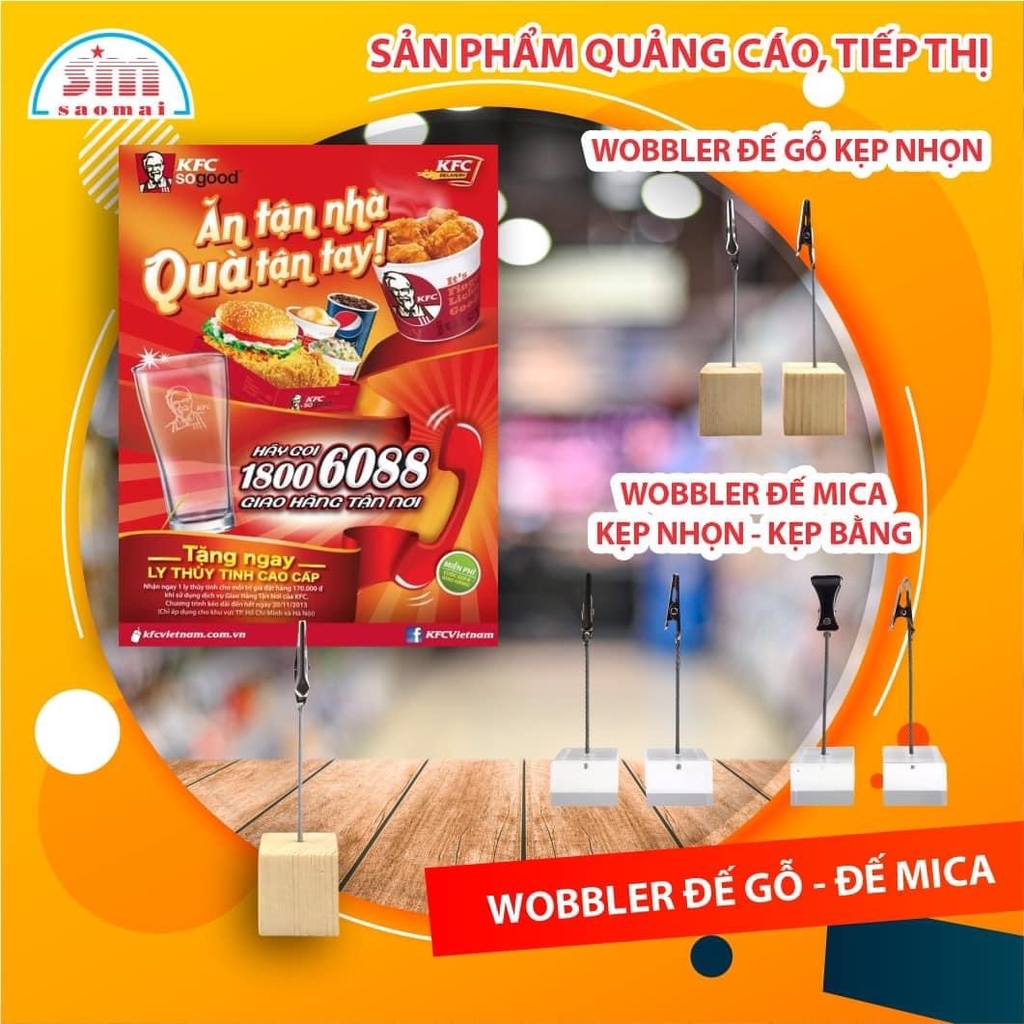 Wobbler đế gỗ WB-006 3x3cm kẹp nhọn (10)