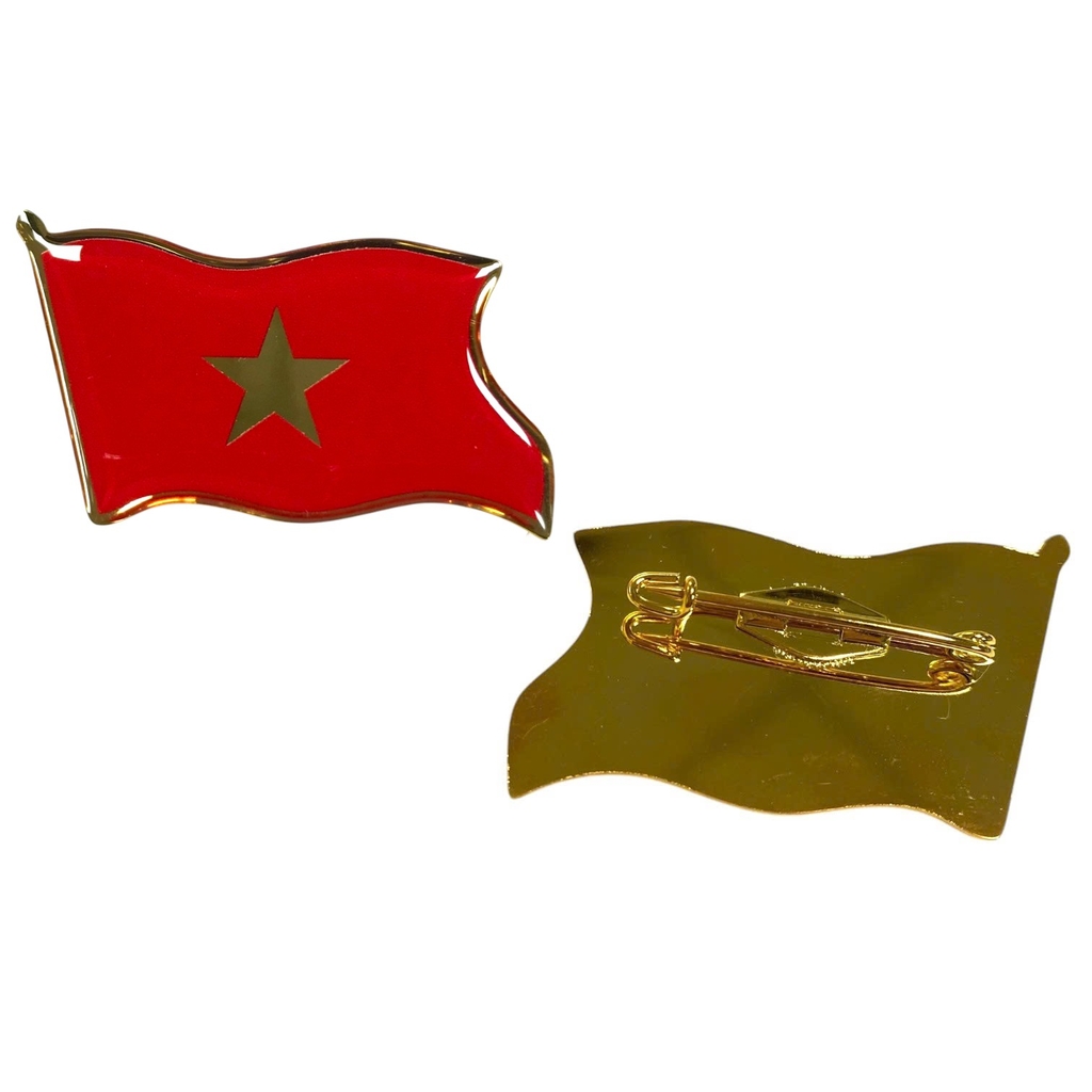 Huy hiệu cài áo inox BT59 / BT60 hàn kim 004S mạ vàng, Huy hiệu lá cờ, Huy hiệu đại biểu, Huy hiệu đại hội, Cài áo cờ Đảng