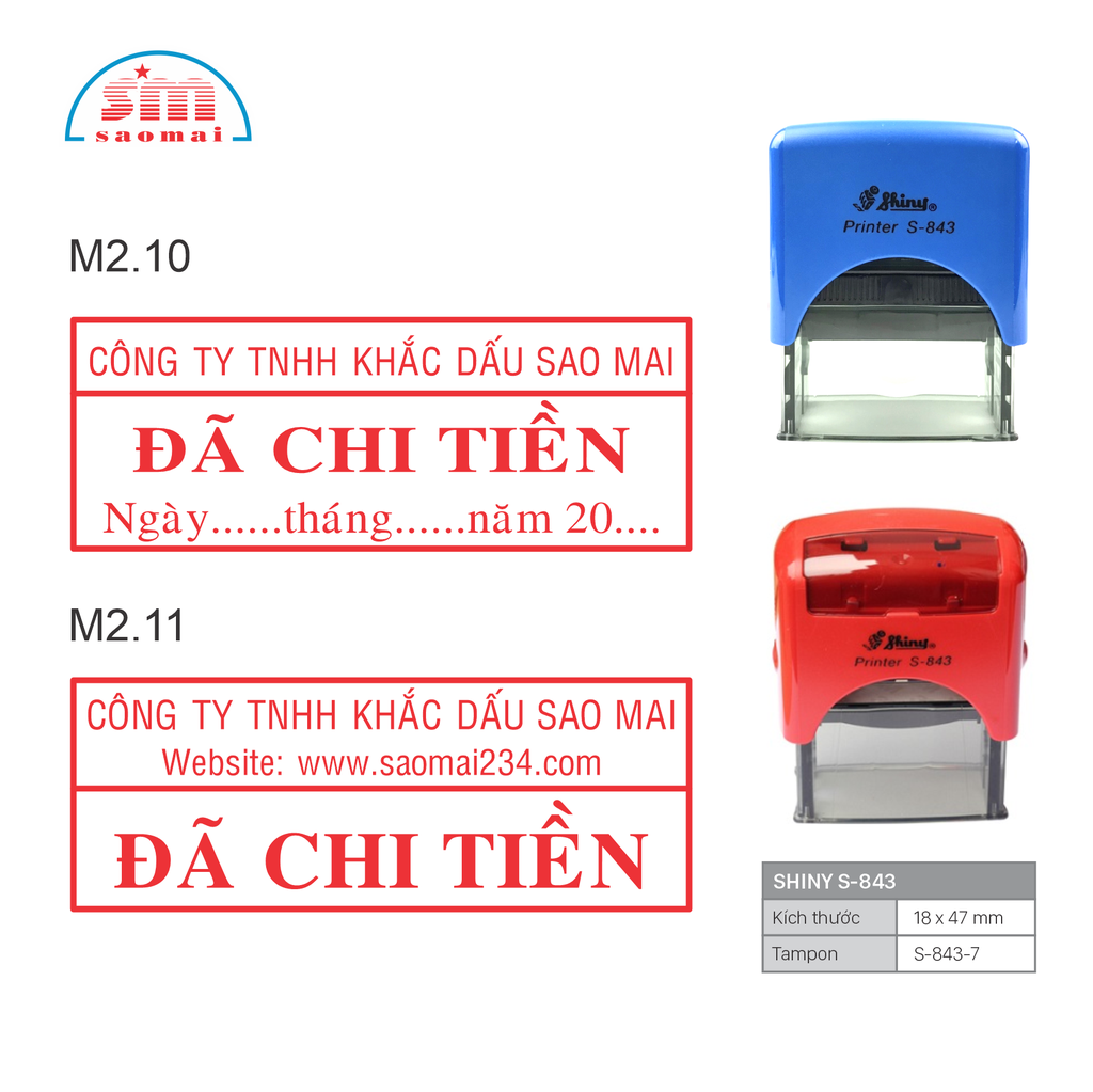 Dấu đã chi tiền S842 / S843 / T214