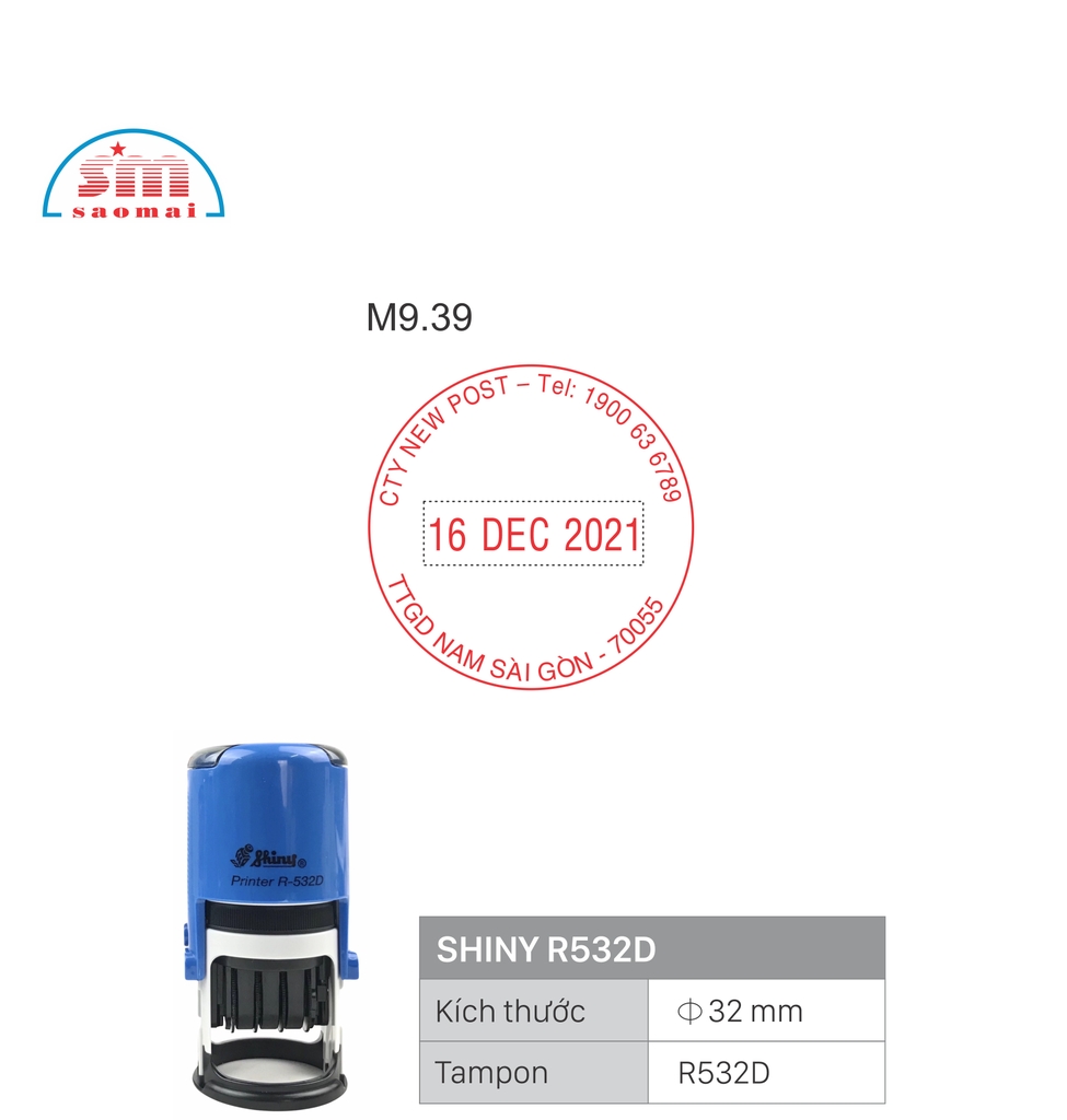 Dấu bưu điện Shiny R532D có ngày tháng năm