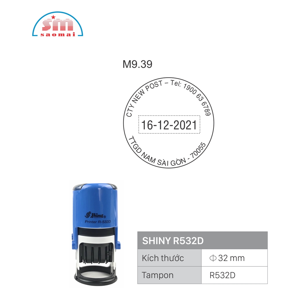 Dấu bưu điện Shiny R532D có ngày tháng năm
