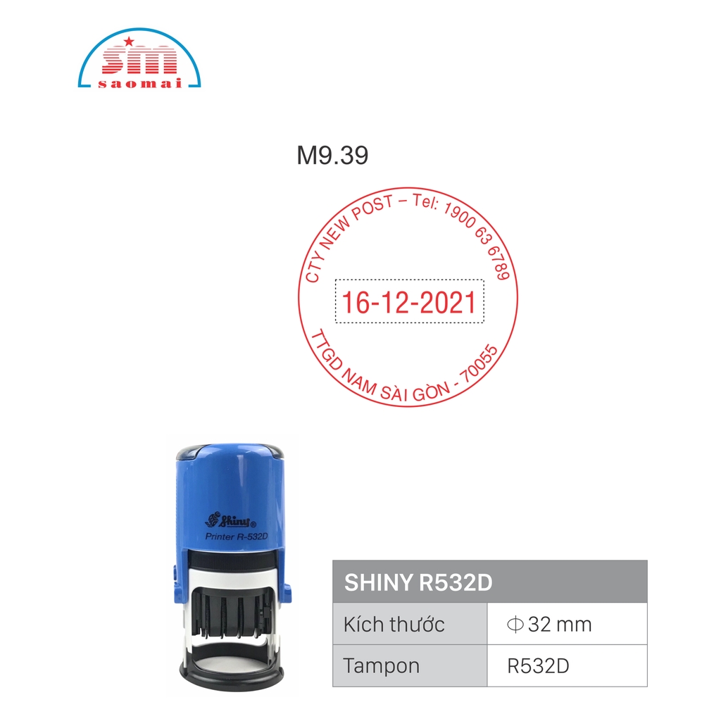 Dấu bưu điện Shiny R532D có ngày tháng năm