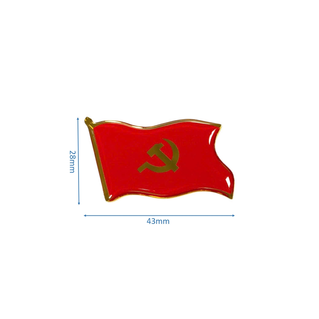 Huy hiệu cài áo inox BT59 / BT60 hàn kim 004S mạ vàng, Huy hiệu lá cờ, Huy hiệu đại biểu, Huy hiệu đại hội, Cài áo cờ Đảng