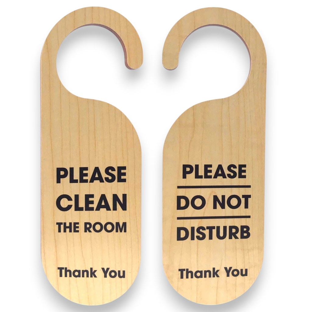 Thẻ treo phòng khách sạn gỗ MDF M80 / M81 8x23cm 5.5mm 2 mặt in UV