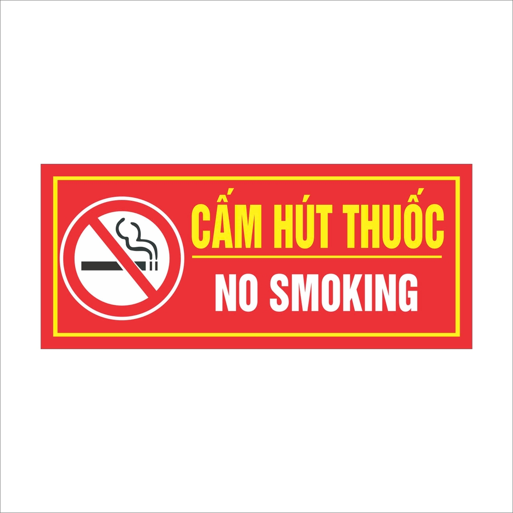 Bảng cấm lửa / cấm hút thuốc 35x15cm màng mica 0.5mm dán decal
