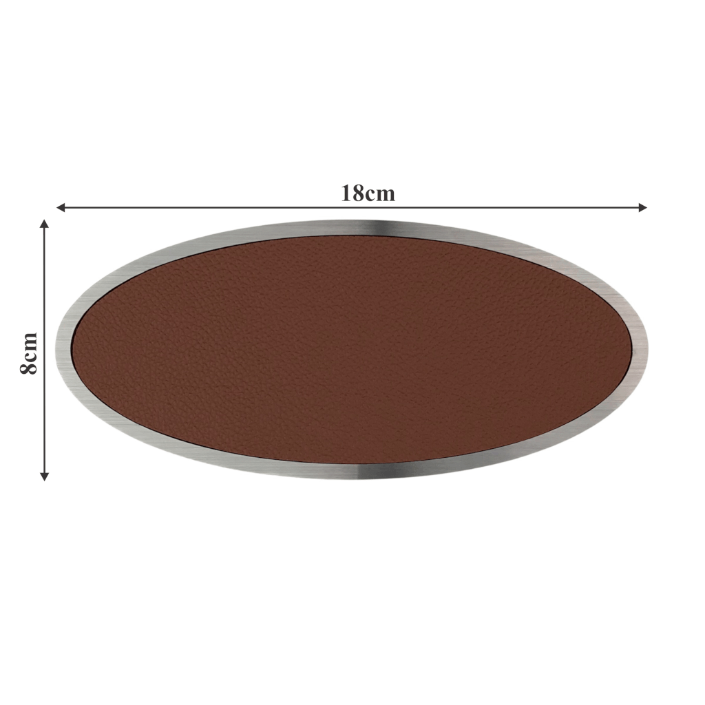 Biển số phòng da BP01 oval viền inox, Bảng số chung cư, khách sạn, toà nhà