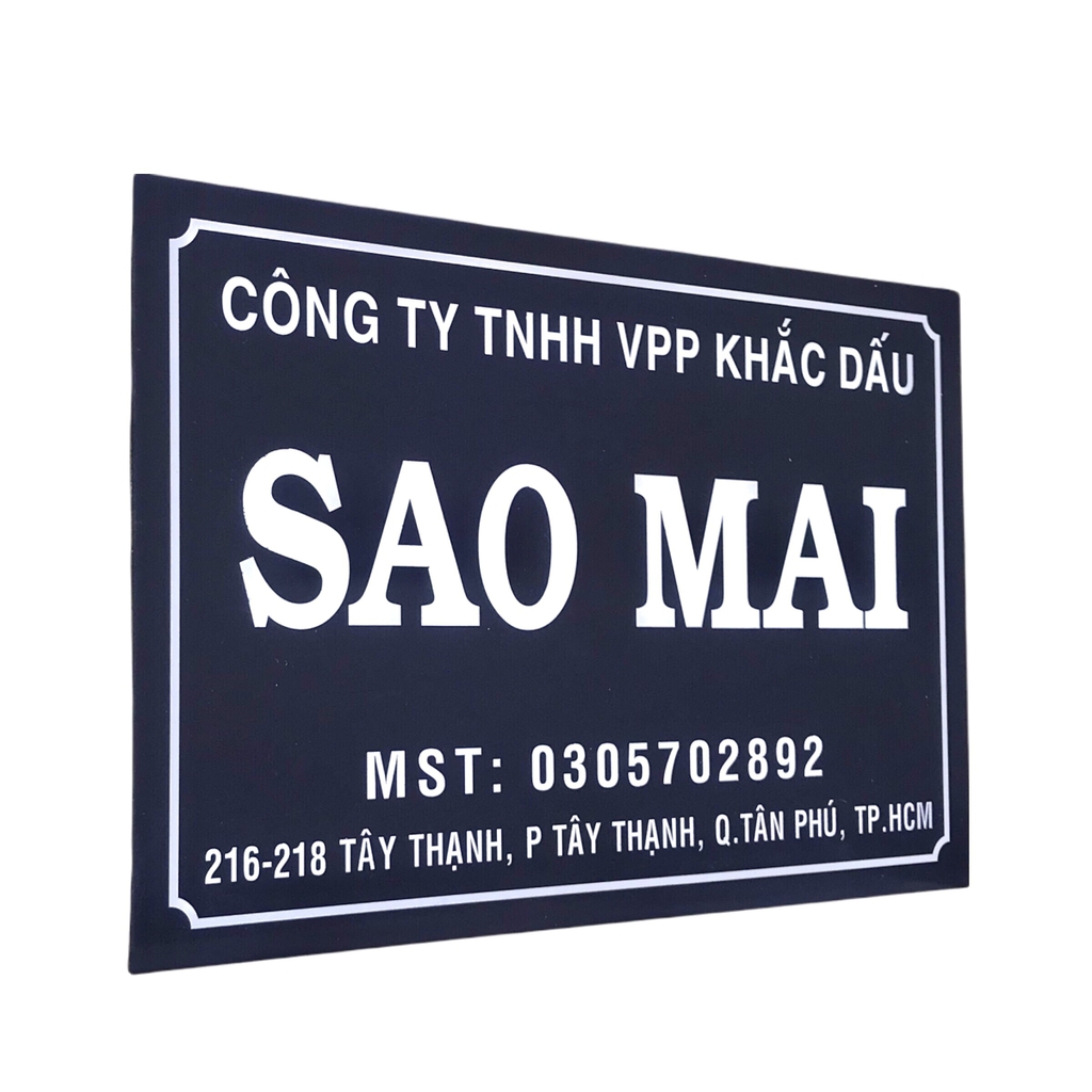 Bảng công ty mica 40x30cm nền xanh dương chữ trắng