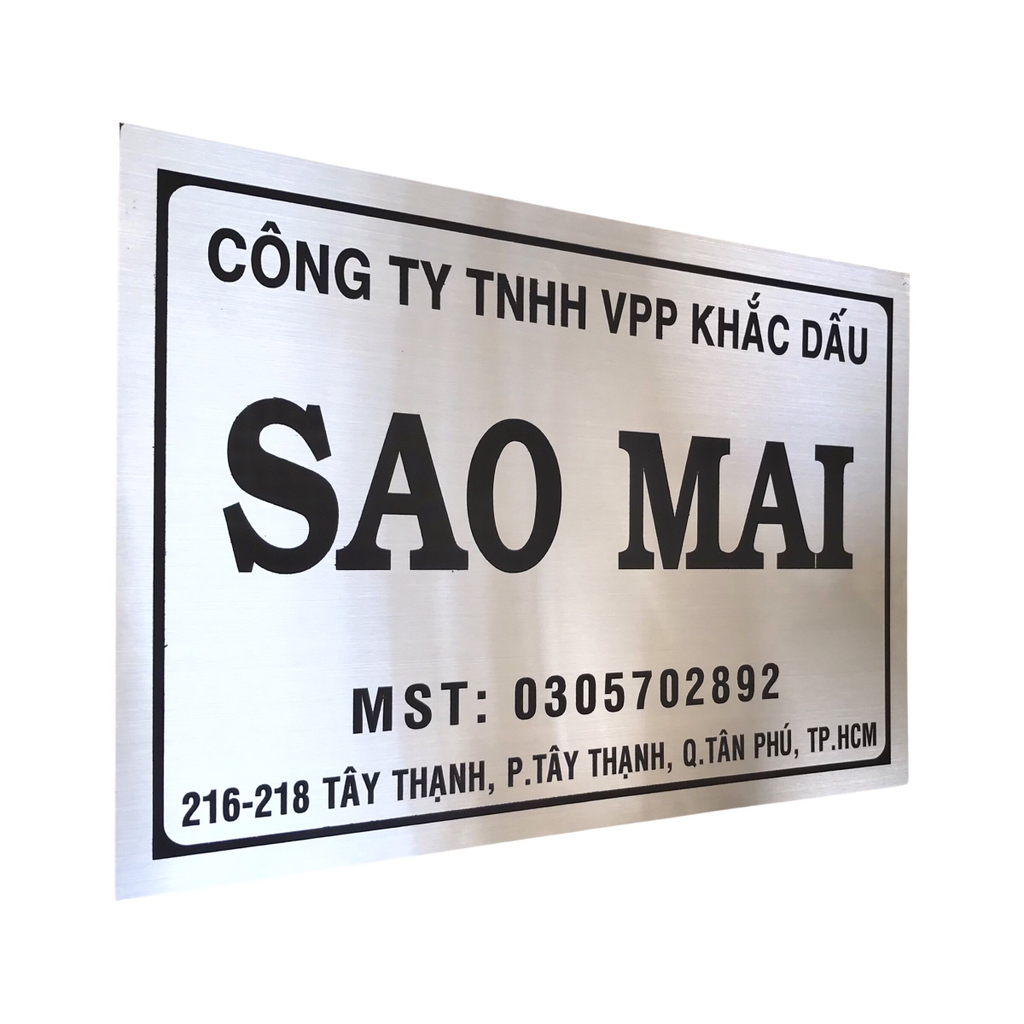 Bảng công ty inox ăn mòn 40x30cm nền trắng bóng chữ đen