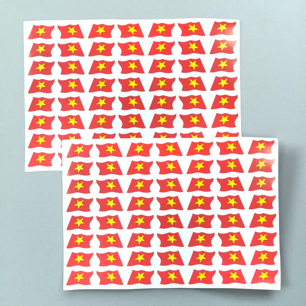 Set sticker decal lá cờ / trái tim dán mặt tờ A3