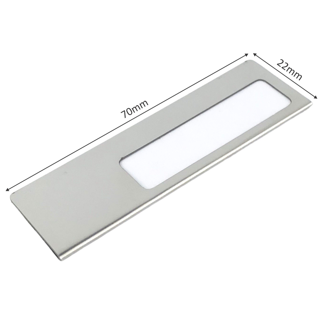 Phôi thẻ tên inox uốn U004 / U005 / U006 70x22mm không nội dung (10,50)