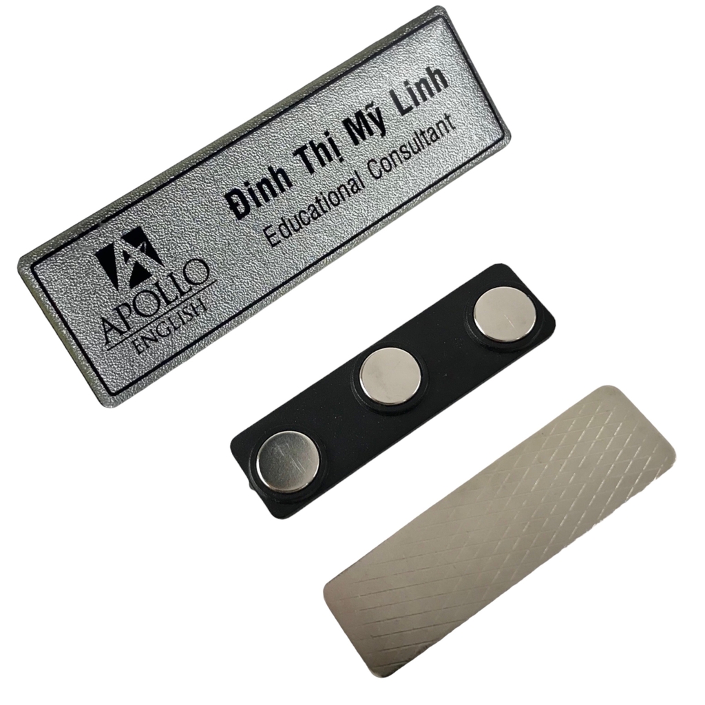 Thẻ tên kim loại đổ keo gắn kim 004 / nam châm N010