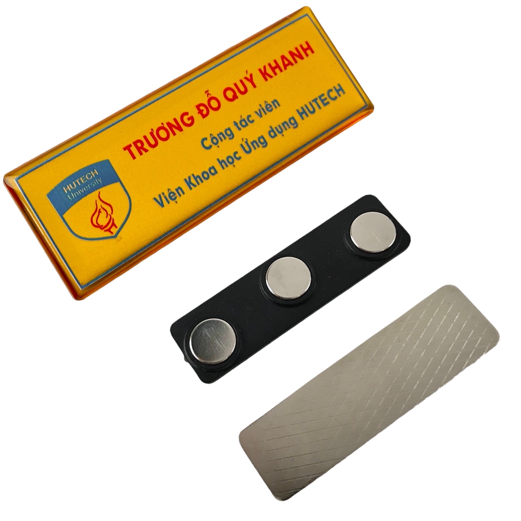 Thẻ tên kim loại đổ keo gắn kim 004 / nam châm N010