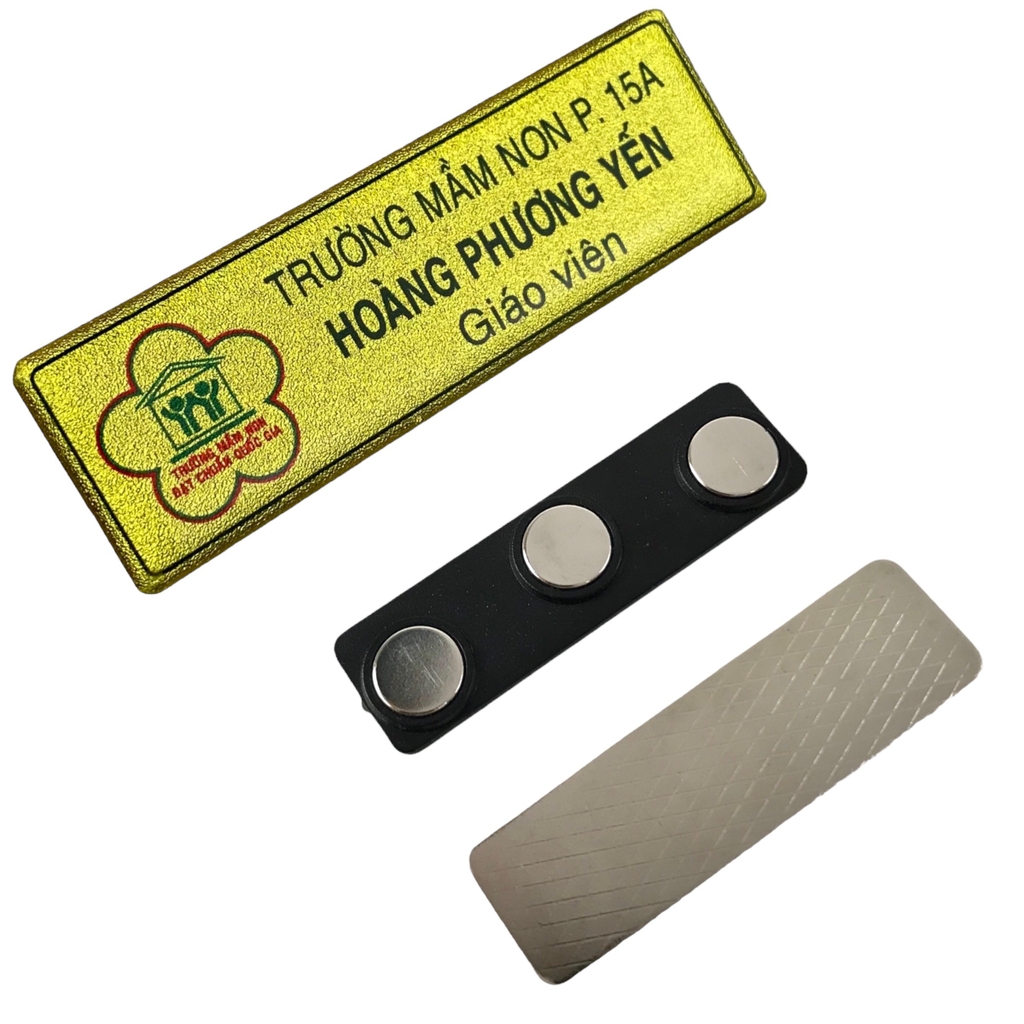 Thẻ tên kim loại đổ keo gắn kim 004 / nam châm N010