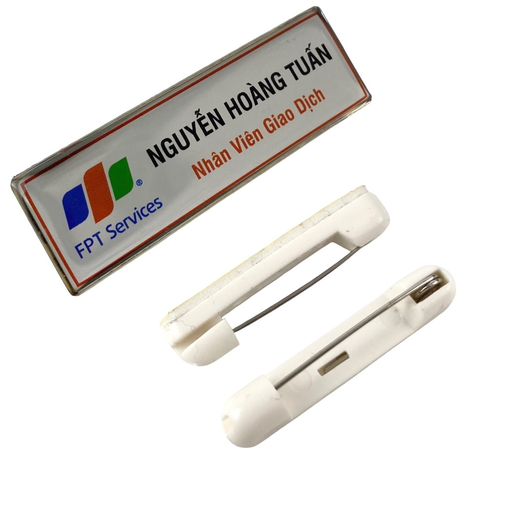 Thẻ tên kim loại đổ keo gắn kim 004 / nam châm N010