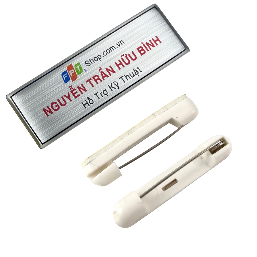 Thẻ tên kim loại đổ keo gắn kim 004 / nam châm N010