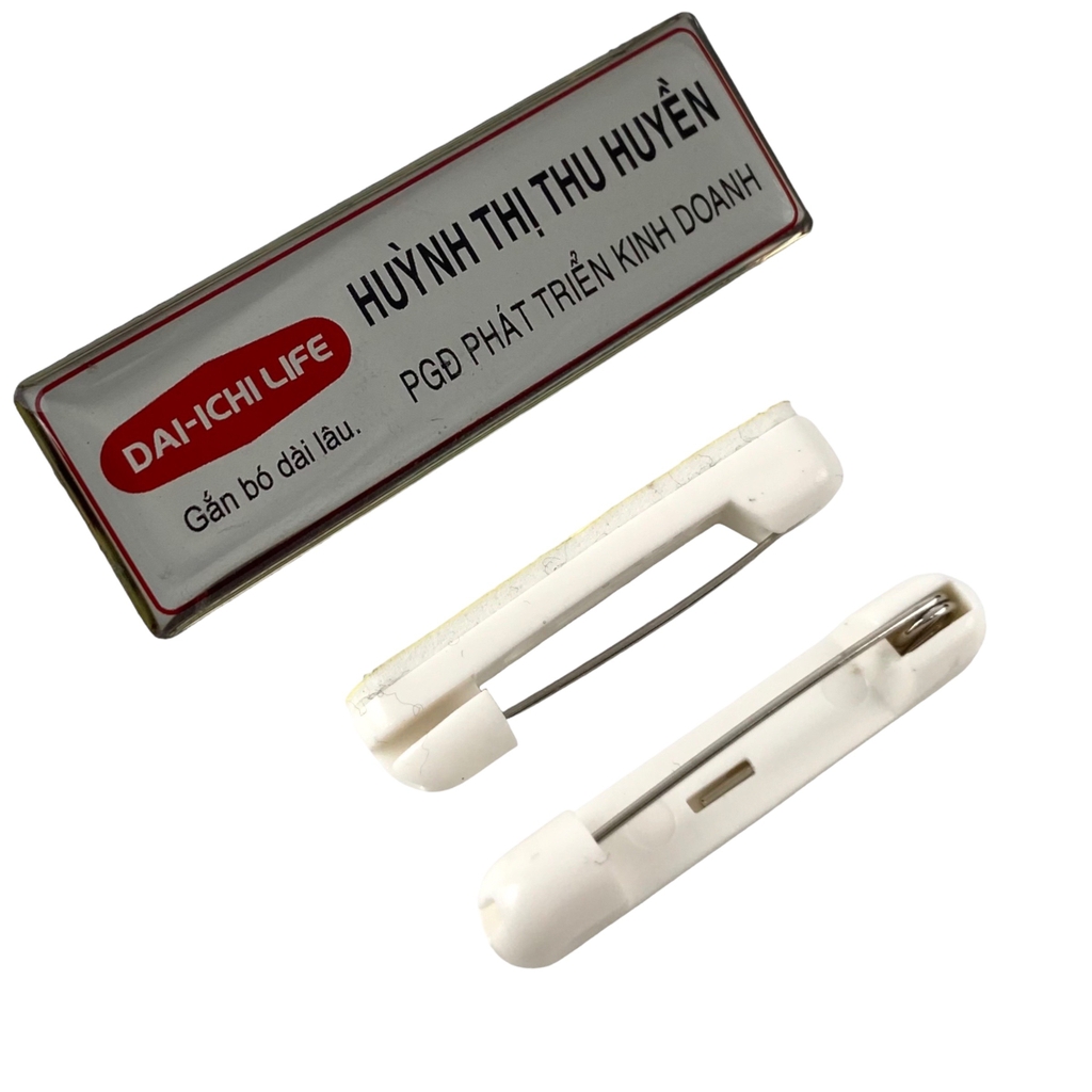 Thẻ tên kim loại đổ keo gắn kim 004 / nam châm N010