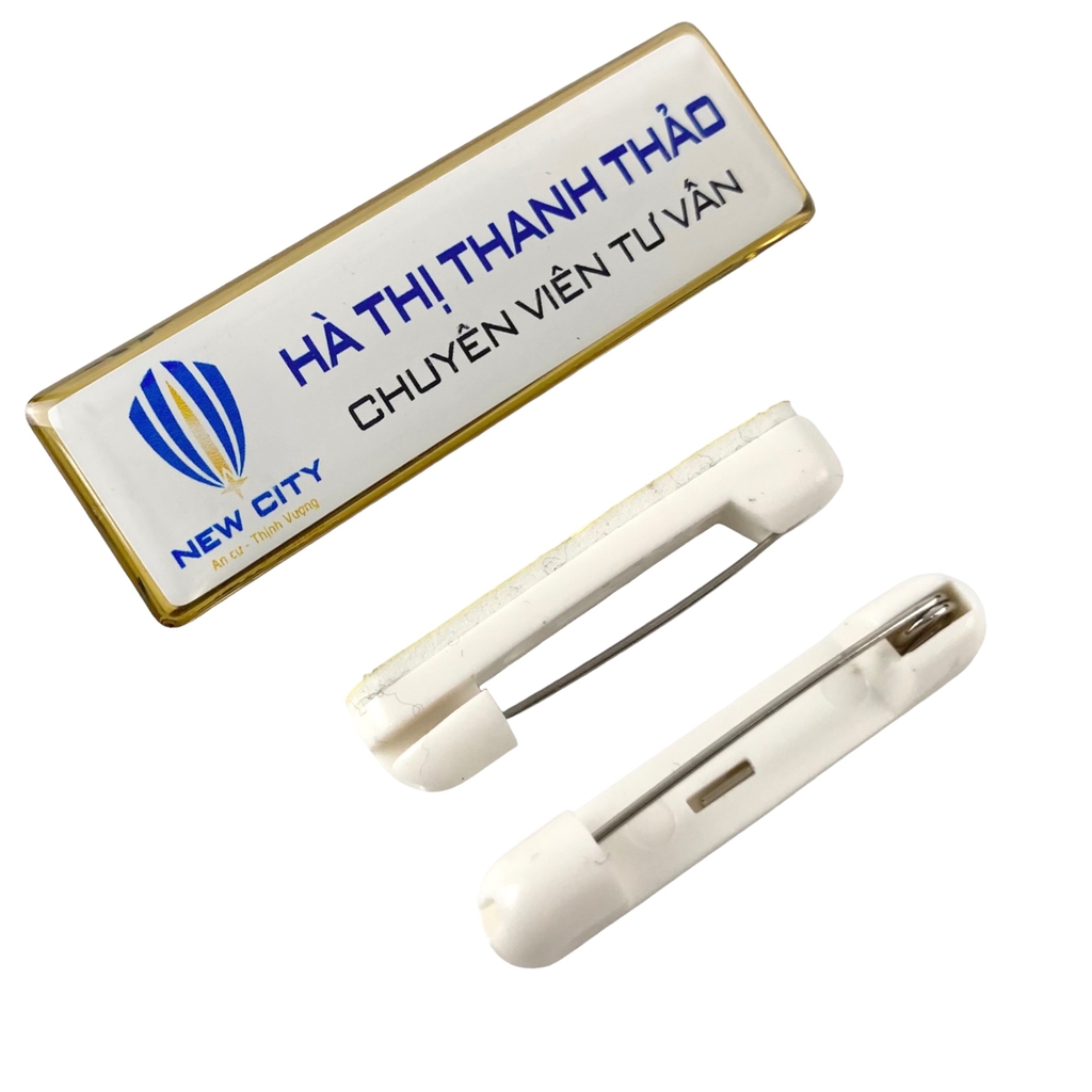 Thẻ tên kim loại đổ keo gắn kim 004 / nam châm N010