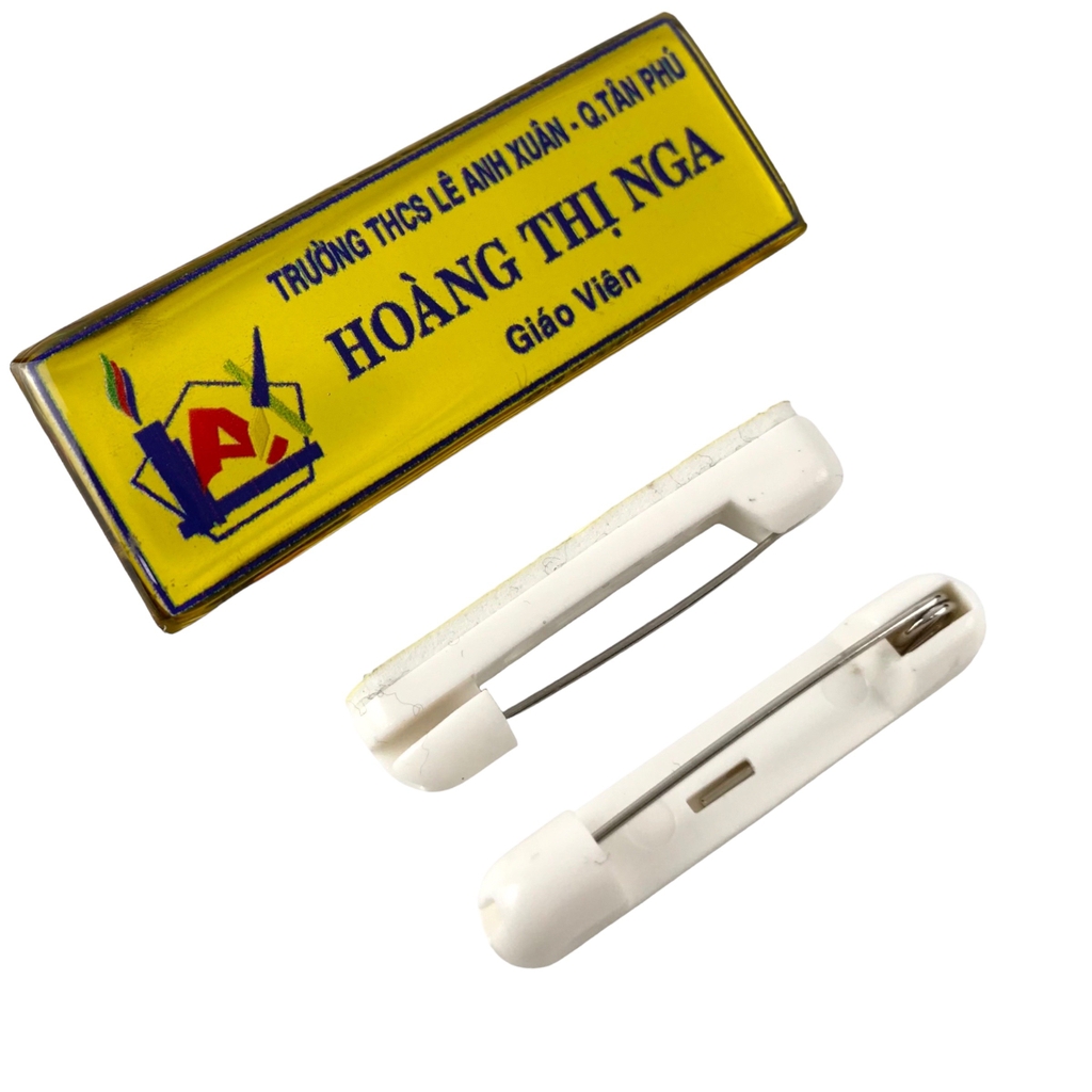 Thẻ tên kim loại đổ keo gắn kim 004 / nam châm N010