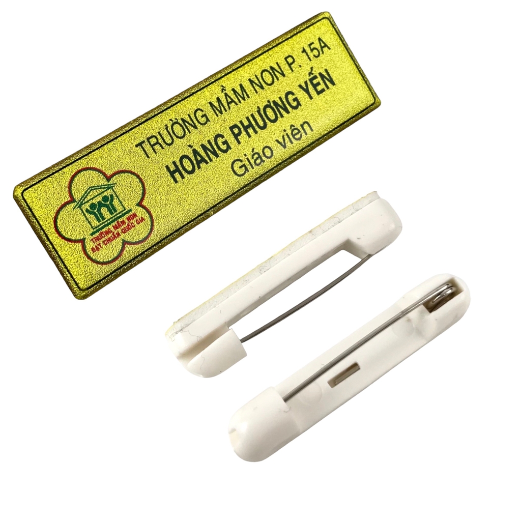 Thẻ tên kim loại đổ keo gắn kim 004 / nam châm N010