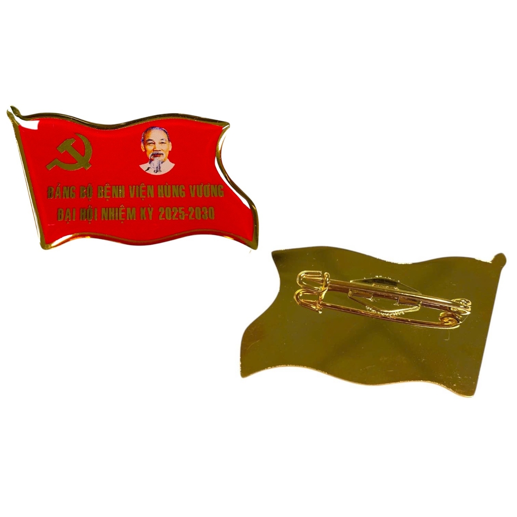 Huy hiệu cài áo inox BT59 / BT60 hàn kim 004S mạ vàng, Huy hiệu lá cờ, Huy hiệu đại biểu, Huy hiệu đại hội, Cài áo cờ Đảng
