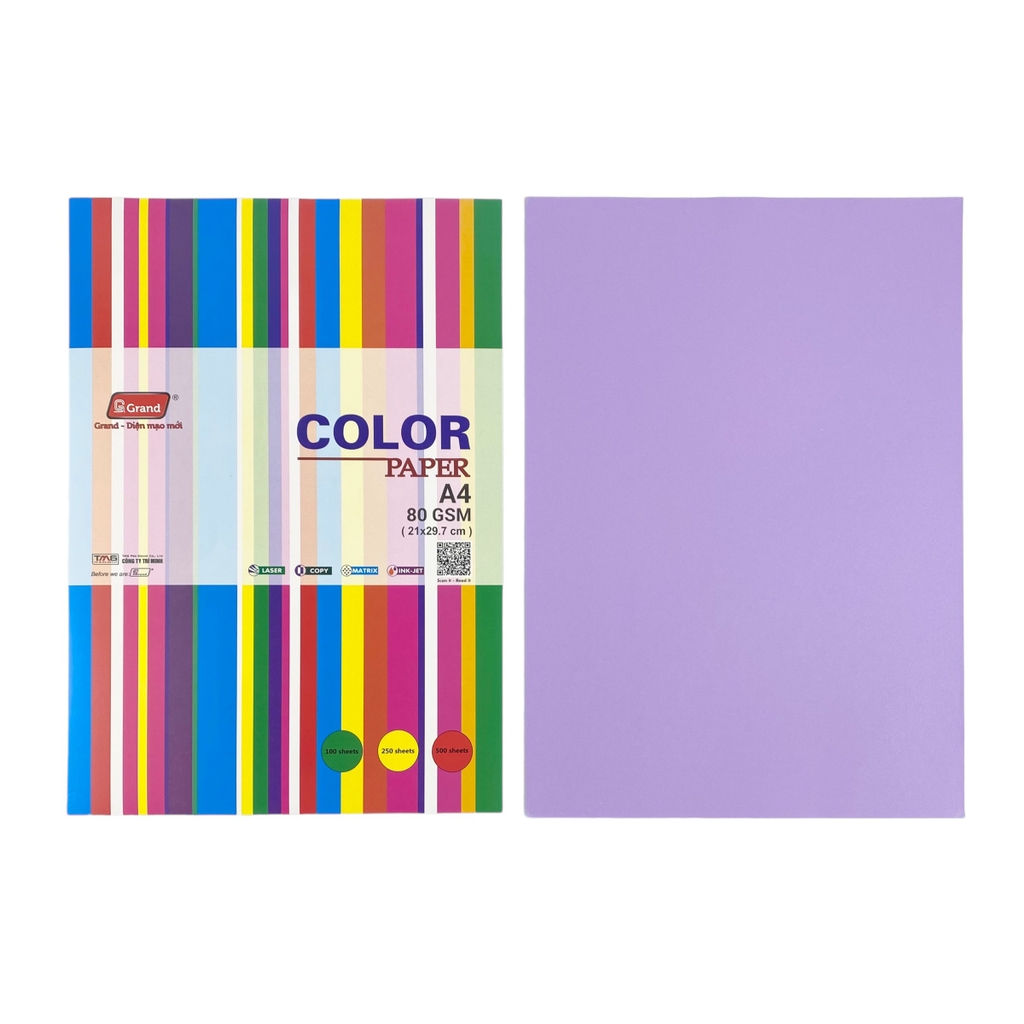 Giấy pho màu PGrand Indo 210x297mm 80gsm 500tờ A4