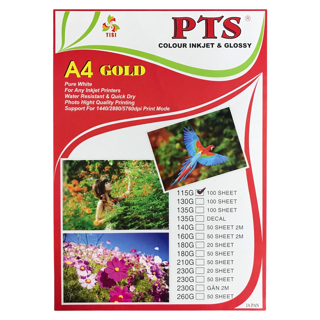 Giấy in ảnh 1 mặt bóng PTS 210x297mm A4