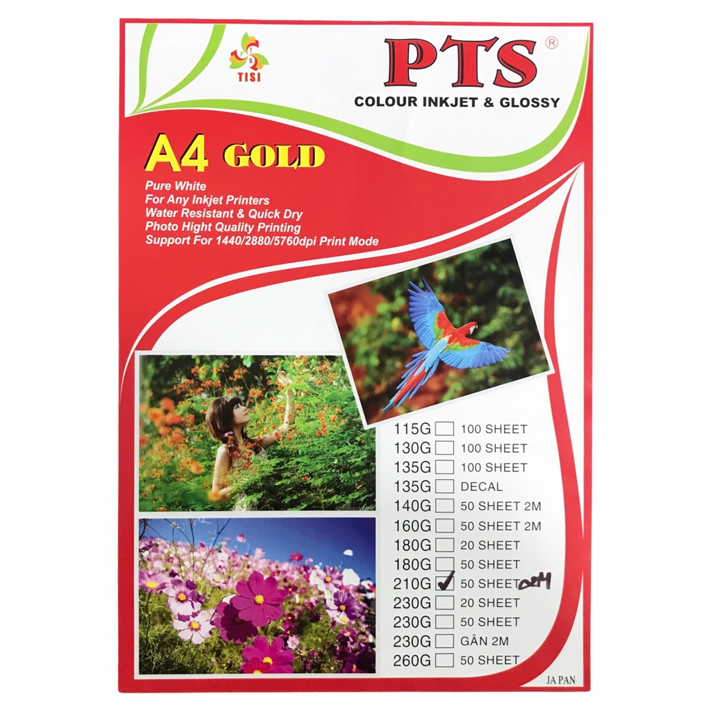 Giấy in ảnh 2 mặt bóng PTS 210x297mm A4