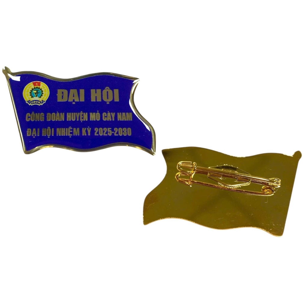 Huy hiệu cài áo inox BT59 / BT60 hàn kim 004S mạ vàng, Huy hiệu lá cờ, Huy hiệu đại biểu, Huy hiệu đại hội, Cài áo cờ Đảng