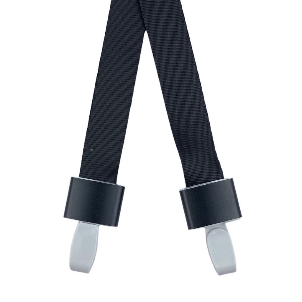 Dây đeo thẻ lụa 1.5cm đầu móc nhựa xám đục [50] (100)