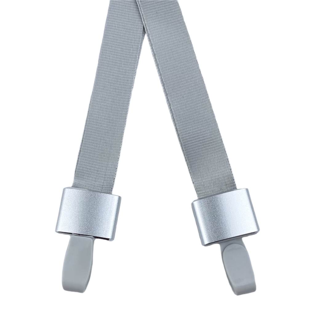 Dây đeo thẻ lụa 1.5cm đầu móc nhựa xám đục [50] (100)