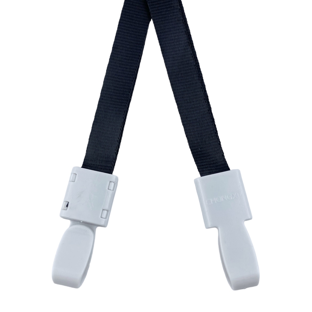 Dây đeo thẻ lụa 1cm đầu móc nhựa xám đục [50] (100)