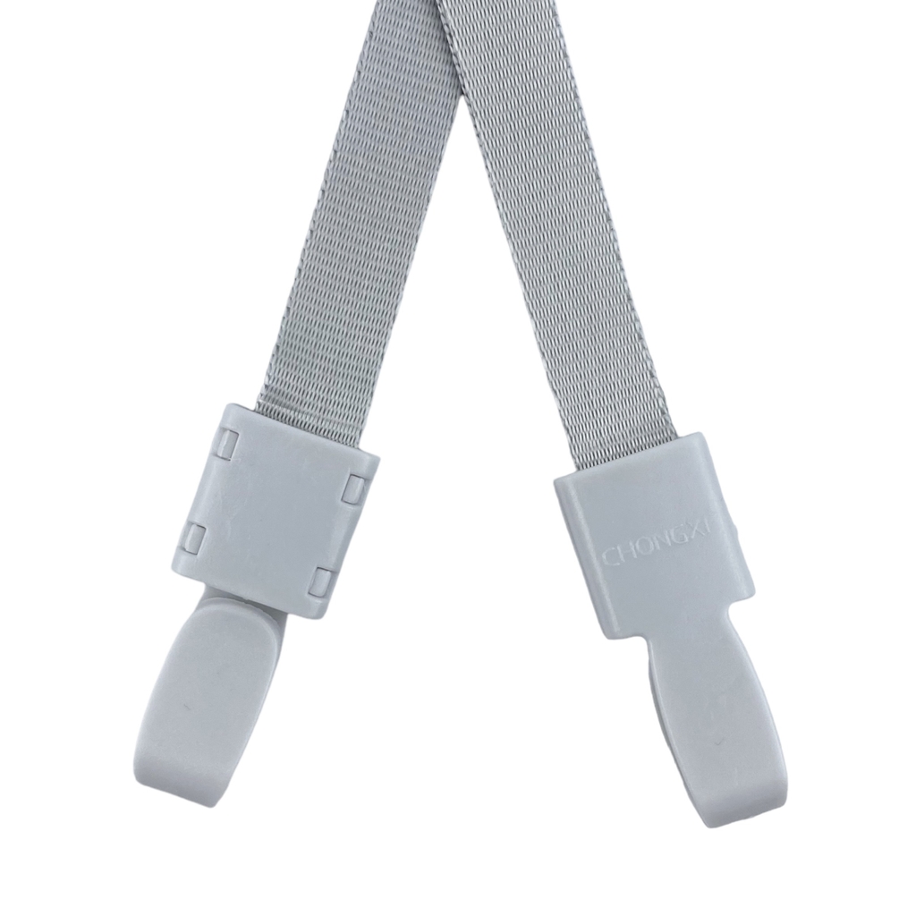 Dây đeo thẻ lụa 1cm đầu móc nhựa xám đục [50] (100)