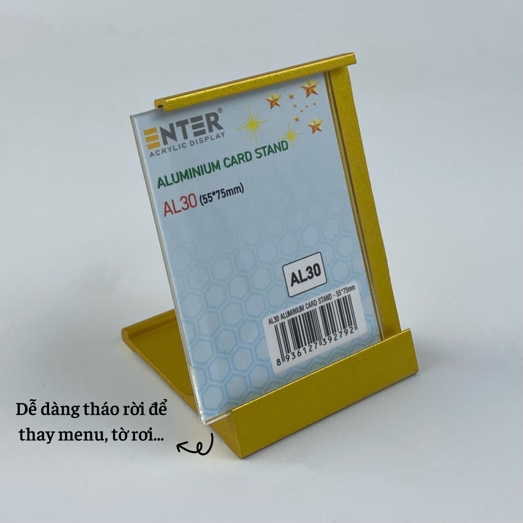Bảng thông tin để bàn nhôm Enter AL30 55x75mm, Khung thông tin sản phẩm, Khung bảng giá, Kệ trưng bày để bàn (20)